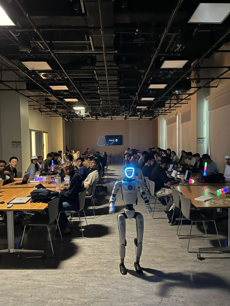 Robot in the hackathon workspace at NYU Abu Dhabi